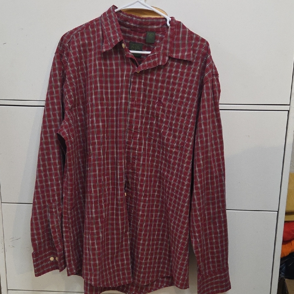 Timberland Men's Plaid Flannel Button Up Shirt Red Navy Blue Large Sz [1078]
